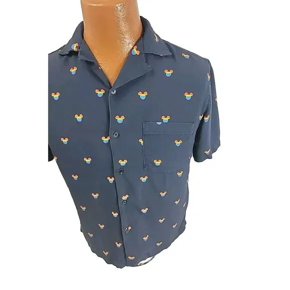 Disney Button Shirt Men's XL‎ Mickey Mouse Pride Rainbow - Picture 4 of 10